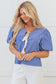 Blue Stripe Tied Puff Short Sleeve Blouse