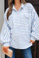 Blue Striped Half Button Sweater