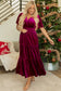 Velvet Short Sleeve Shirred Waist Tiered Dress
