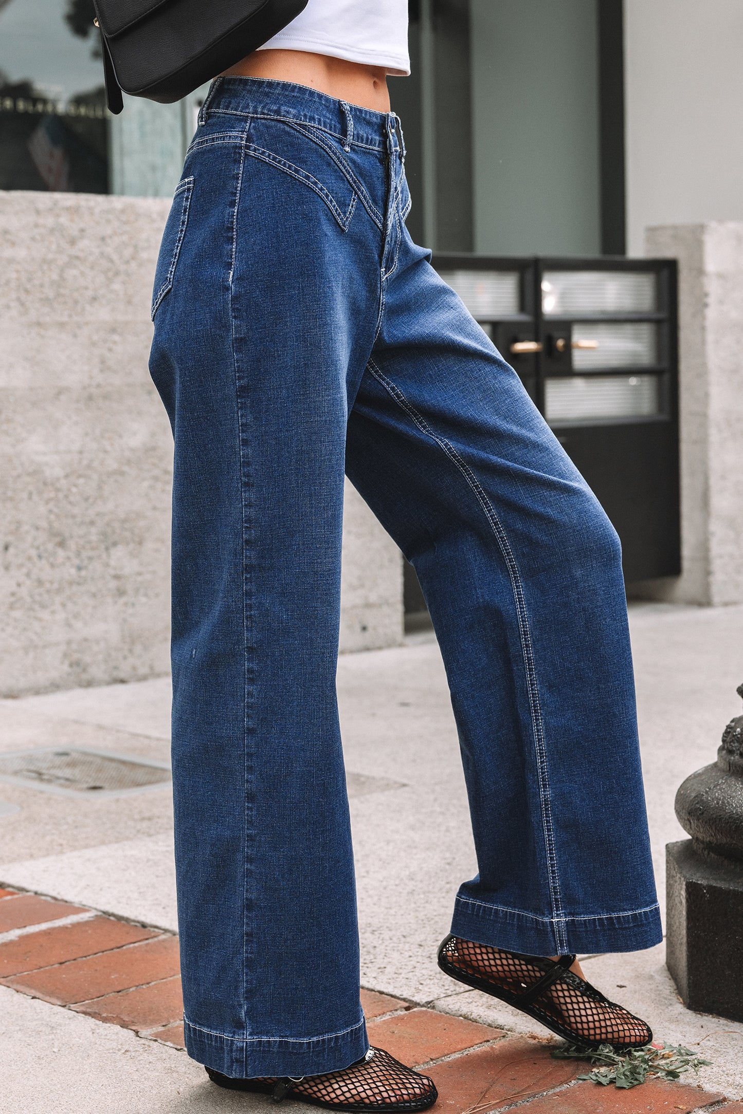 Sail Blue Stitched Cuff Jeans