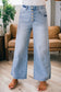 Button Up Pinstripe Wide Leg Jeans