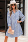 Blue Stripe Half Button Mini Dress
