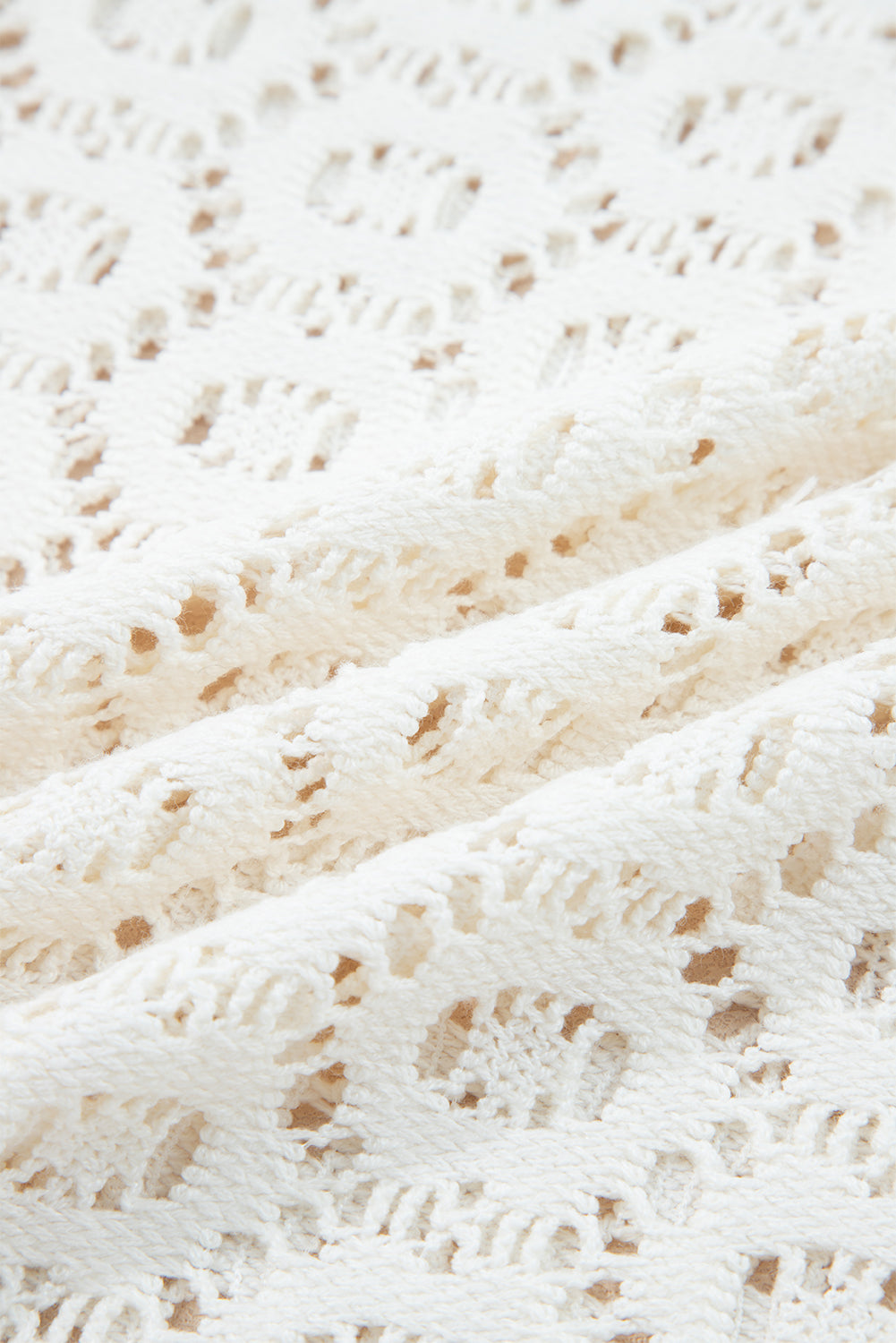 Beige Flower Lace Ruffled Top