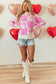 Pink Bow Checkered Crew Neck Sweater