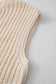 White Solid Textured Knit Buttoned Sweater Vest