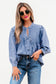 Denim Front Pintuck Bow Tie Puff Top