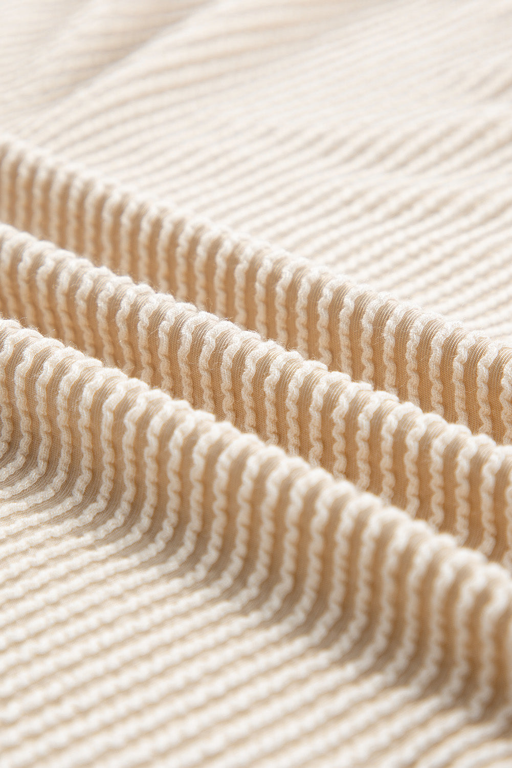 Corded Knit Long Sleeve Top and High Waist Shorts Set