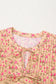 Floral Print Bow Pintuck Bust Half Puff Sleeve Blouse
