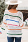 White Color Block Striped Knit Sweater