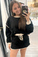 Black Color Pullover and Lace-up Waist Skort Set