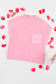 Pink Ribbed Knit Short Sleeve Sweater