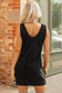 Black Corduroy Mini Dress With Pockets