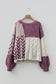 Color Block Patchwork Knotted Back Sweater