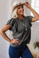 Dark Grey Ruffle Short Sleeve Top