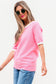 Colorblock Bow V-Shape Cut Short Sleeve Sweater