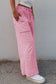 Mineral Wash Drawstring High Waist Wide Leg Cargo Pants