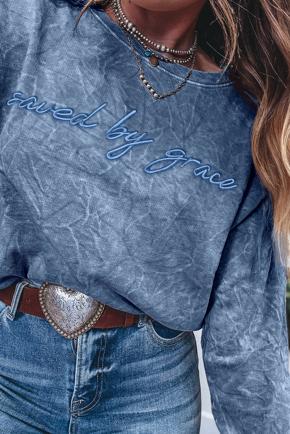 Saved By Grace Embroidered Pullover