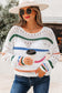 White Color Block Striped Knit Sweater