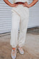 White Textured Cropped Tee and Jogger Pants Set