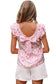 Pink Floral Ruffled Sleeve Bow Blouse