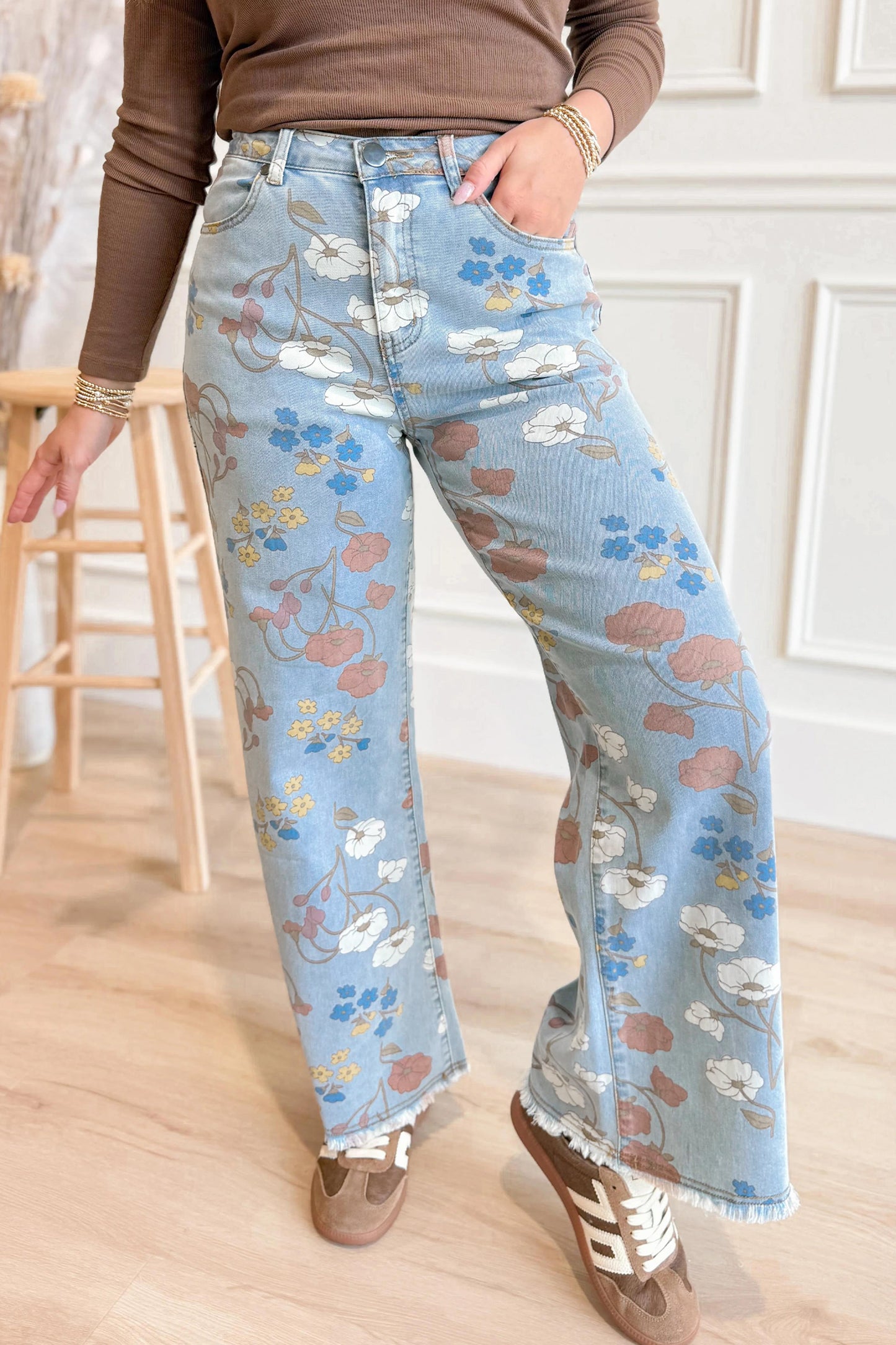 Floral Flare Printed Jeans