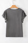 Dark Grey Ruffle Short Sleeve Top