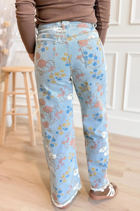 Floral Flare Printed Jeans