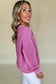 Pink Solid Color Notched Neck Sweatshirt