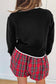 Black Contrast Trim Big Bow Accent Holiday Cropped Sweater