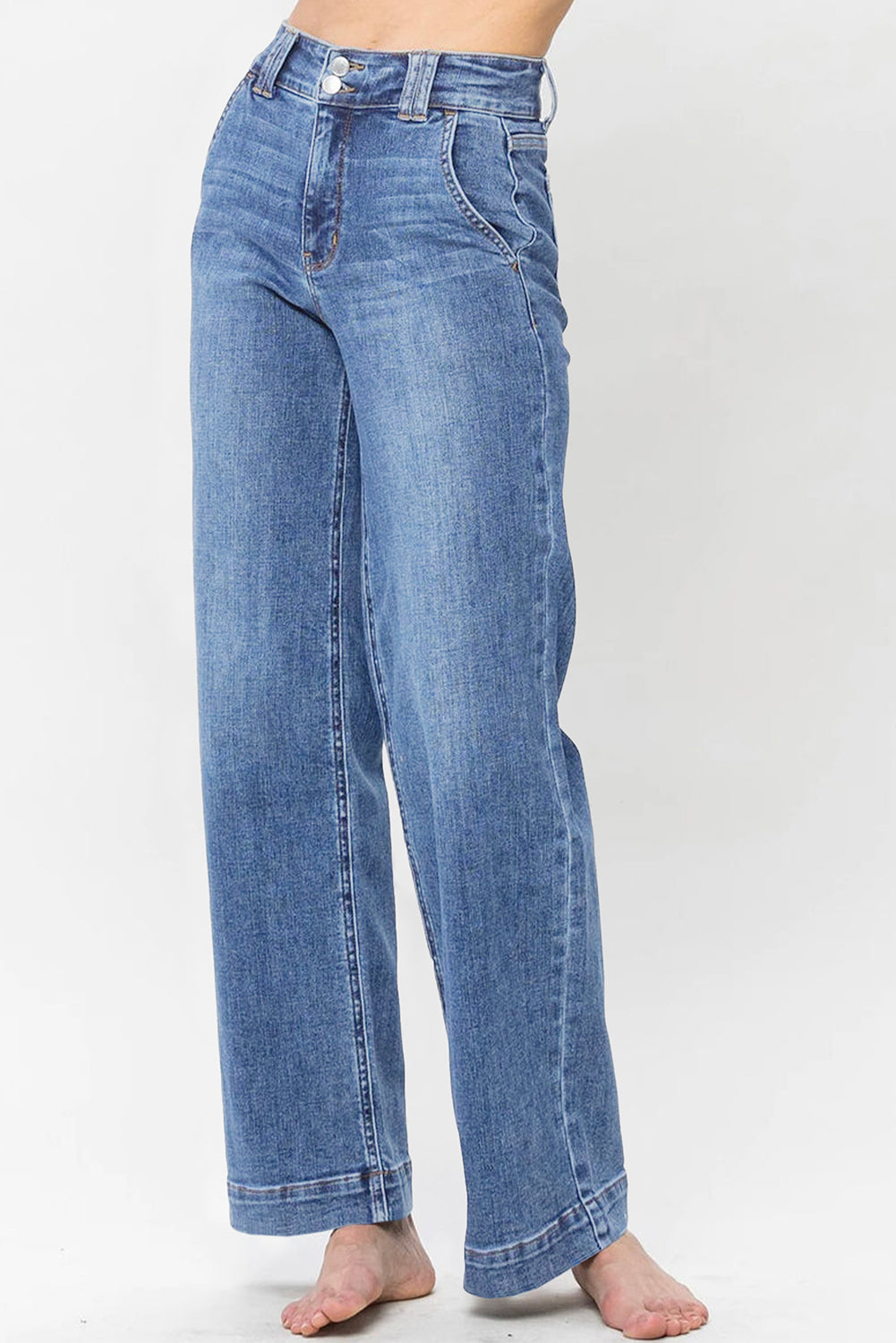 Double Button Denim Jeans