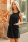 Black Corduroy Mini Dress With Pockets