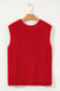 Fiery Red Solid Knit Buttoned Sweater Vest