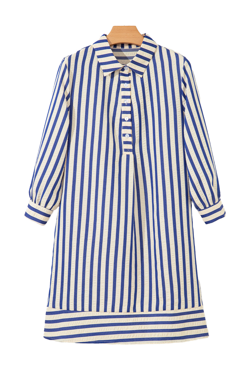 Blue Stripe Half Button Mini Dress
