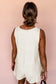Beige Sleeveless V Neck Buttoned Romper