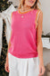 Bright Pink Pearl Detail Sweater Tank Top