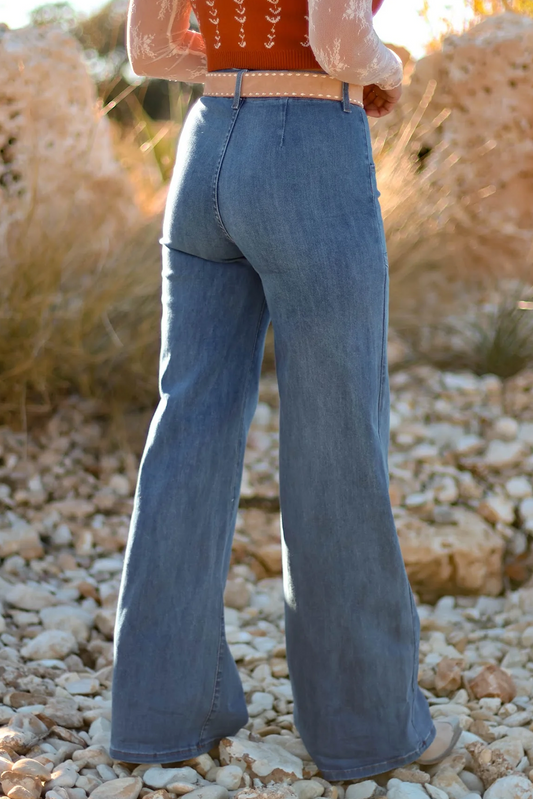 Button Up High Waist Wide Leg Jeans