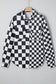 Checkerboard Flap Pocket Button Front Shacket