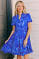Blue Floral Ruffled Flowy Dress