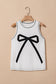 White Sweet Bow Stitching Trim Sleeveless Top