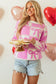Pink Bow Checkered Crew Neck Sweater