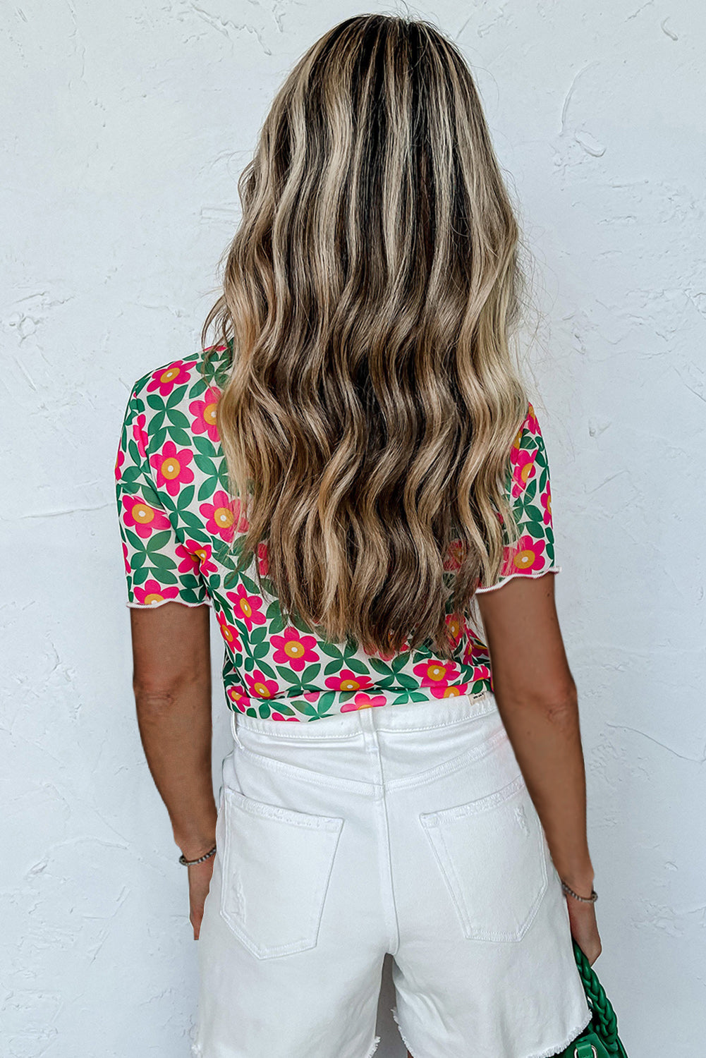 Fiery Red Retro Floral Print Top