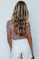 Fiery Red Retro Floral Print Top