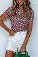 Fiery Red Retro Floral Print Top