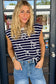 Blue Stripe Knitted Bow Sweater Vest