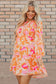 Orange Abstract Print Smocked Mini Dress