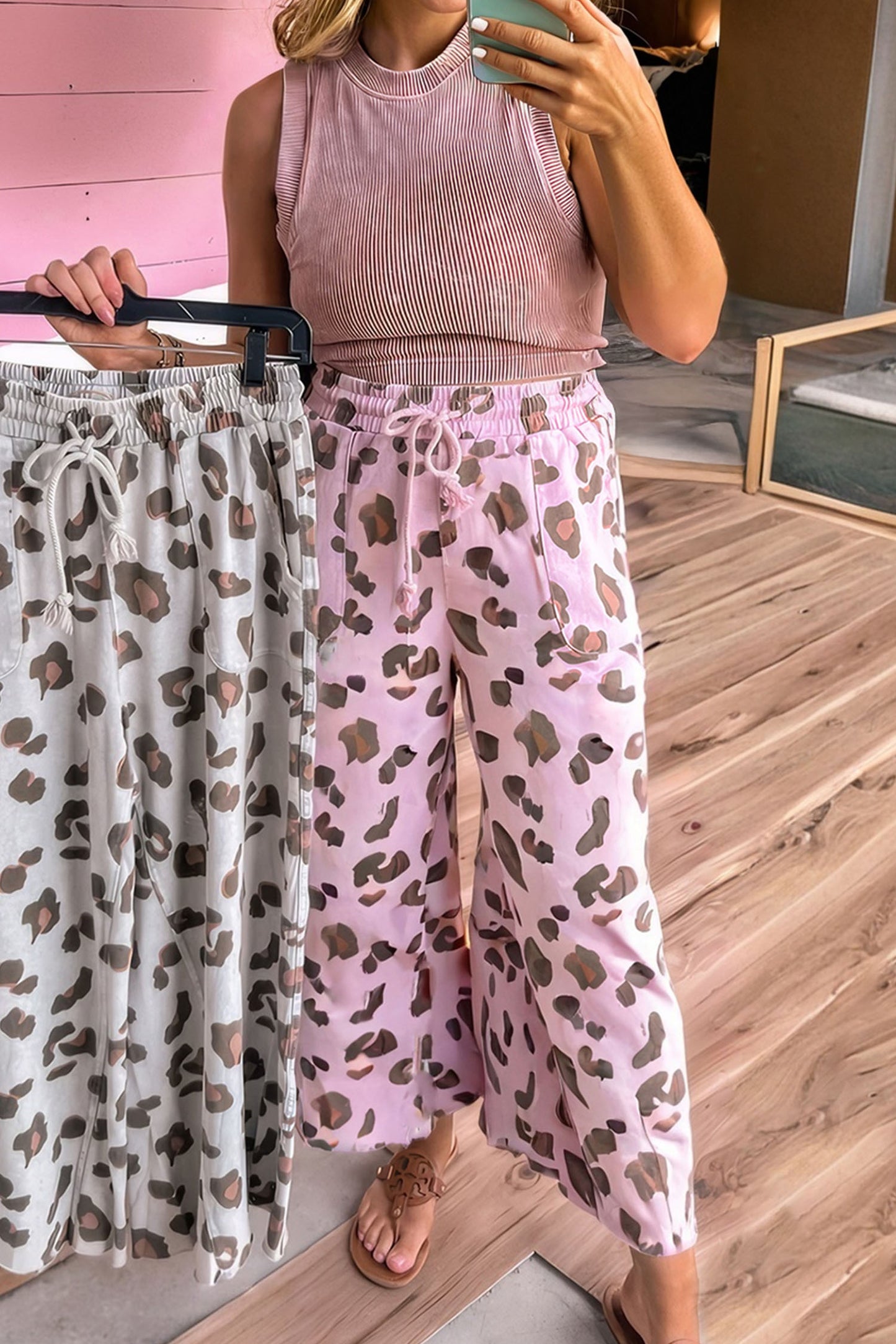 Pink Leopard Print Pants
