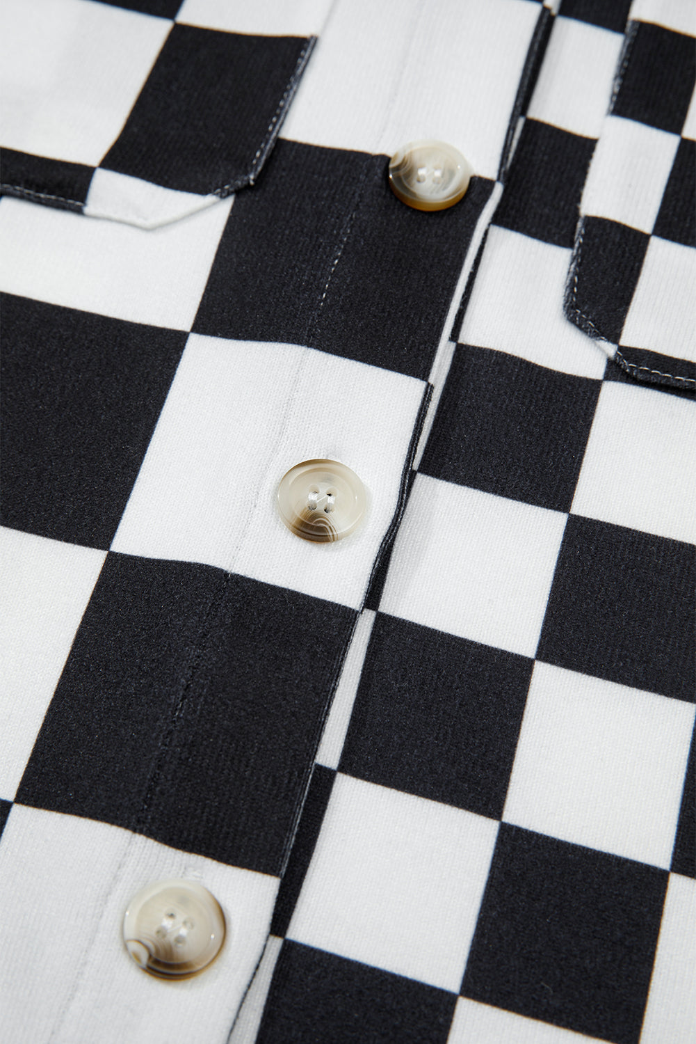Checkerboard Flap Pocket Button Front Shacket
