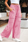 Mineral Wash Drawstring High Waist Wide Leg Cargo Pants