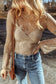 Lace Mesh Slim Fit Long Sleeve Blouse